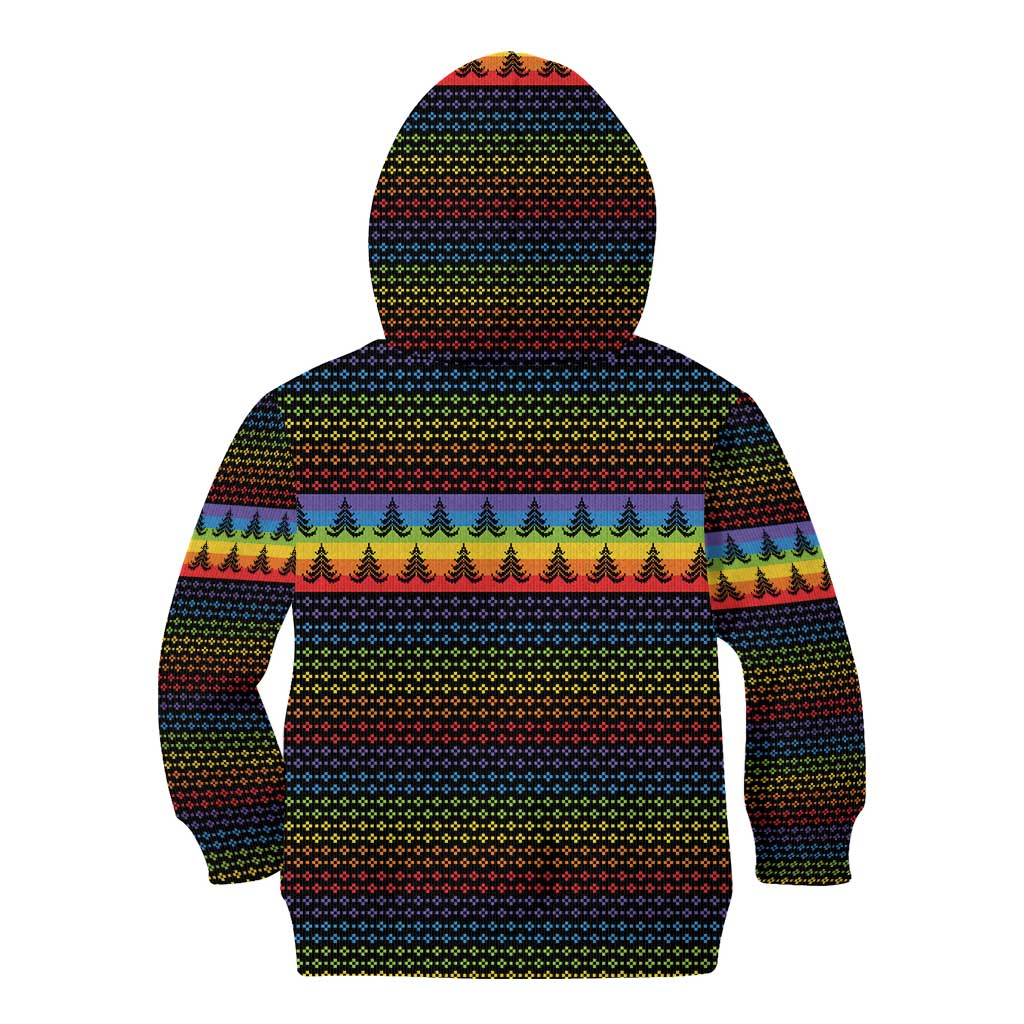 Rainbow Jesus Ah Men Christmas Kid Hoodie with Colorful Stripes and Holiday Pattern - Wonder Print Shop