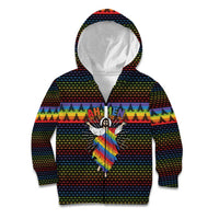 Rainbow Jesus Ah Men Christmas Kid Hoodie with Colorful Stripes and Holiday Pattern - Wonder Print Shop