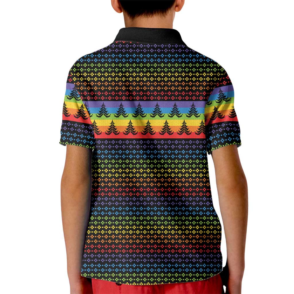 Rainbow Jesus Ah Men Christmas Kid Polo Shirt with Colorful Stripes and Holiday Pattern - Wonder Print Shop