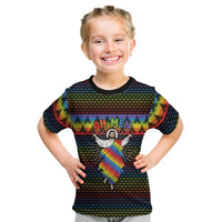 Rainbow Jesus Ah Men Christmas Kid T Shirt with Colorful Stripes and Holiday Pattern - Wonder Print Shop