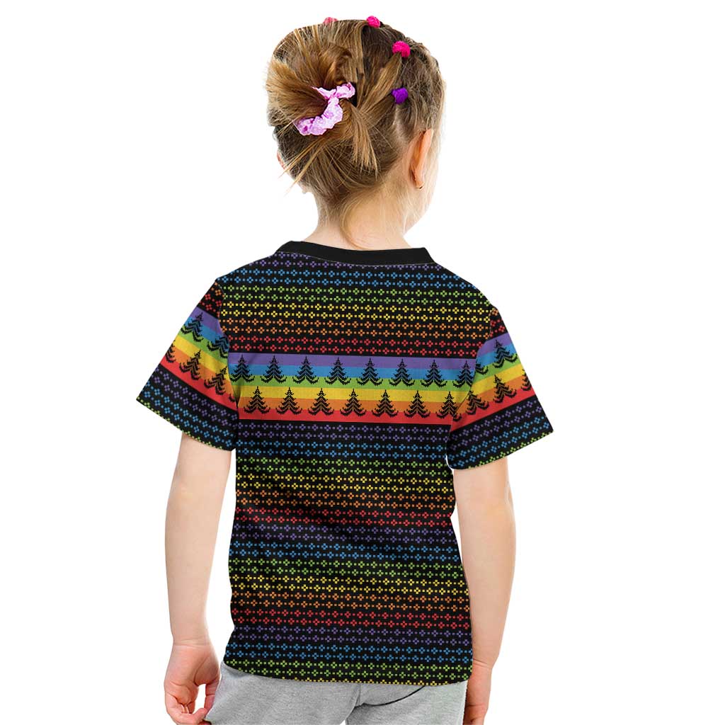 Rainbow Jesus Ah Men Christmas Kid T Shirt with Colorful Stripes and Holiday Pattern - Wonder Print Shop