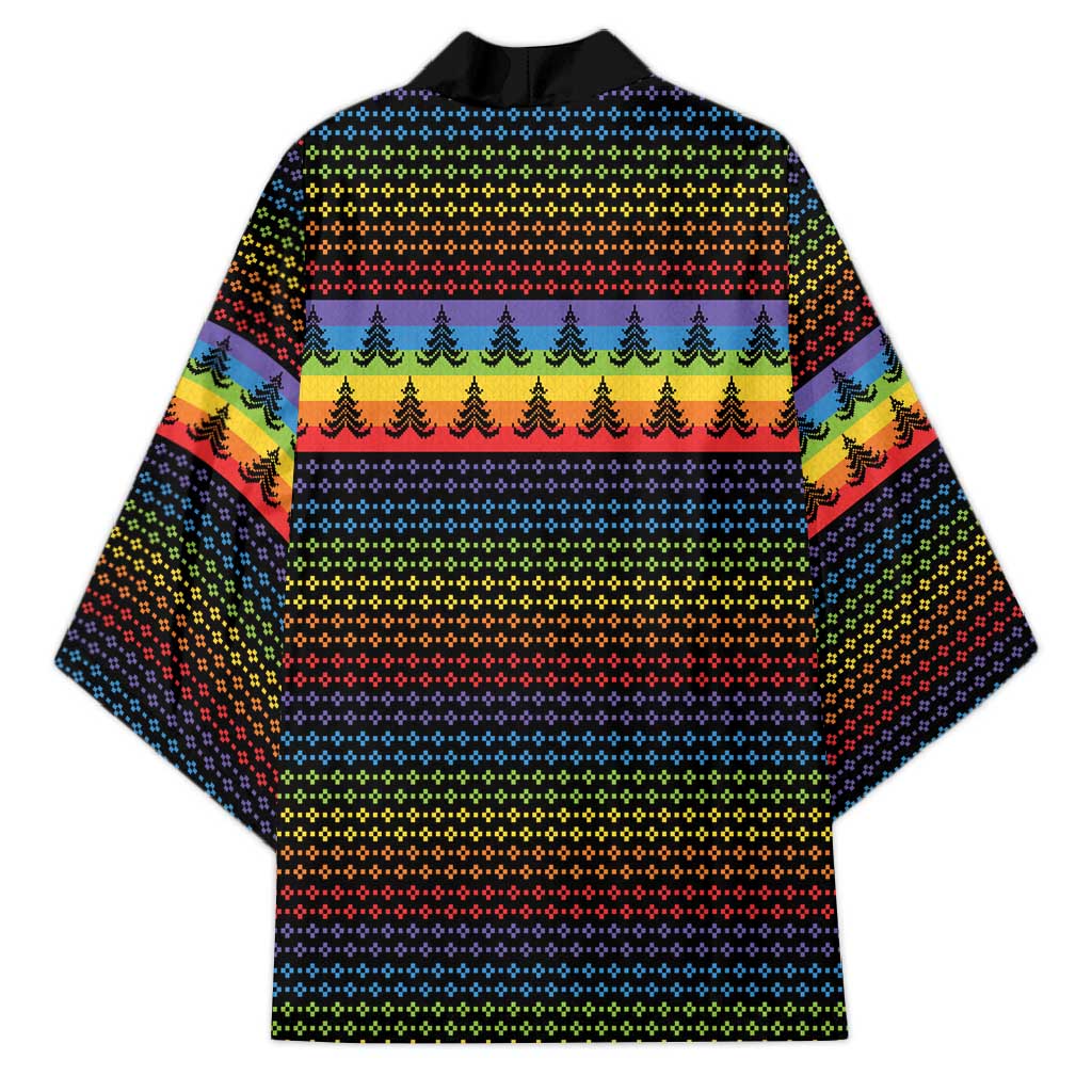 Rainbow Jesus Ah Men Christmas Kimono with Colorful Stripes and Holiday Pattern - Wonder Print Shop