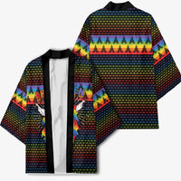 Rainbow Jesus Ah Men Christmas Kimono with Colorful Stripes and Holiday Pattern - Wonder Print Shop