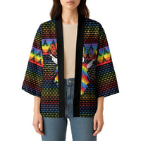 Rainbow Jesus Ah Men Christmas Kimono with Colorful Stripes and Holiday Pattern - Wonder Print Shop