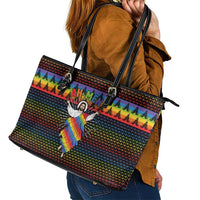 Rainbow Jesus Ah Men Christmas Leather Tote Bag with Colorful Stripes and Holiday Pattern - Wonder Print Shop