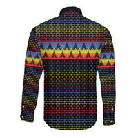 Rainbow Jesus Ah Men Christmas Long Sleeve Button Shirt with Colorful Stripes and Holiday Pattern - Wonder Print Shop