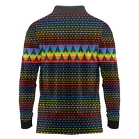 Rainbow Jesus Ah Men Christmas Long Sleeve Polo Shirt with Colorful Stripes and Holiday Pattern - Wonder Print Shop