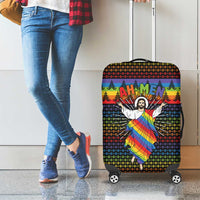 Rainbow Jesus Ah Men Christmas Luggage Cover with Colorful Stripes and Holiday Pattern - Wonder Print Shop