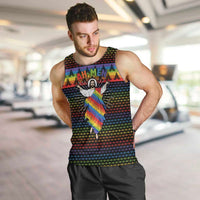 Rainbow Jesus Ah Men Christmas Men Tank Top with Colorful Stripes and Holiday Pattern - Wonder Print Shop