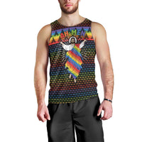 Rainbow Jesus Ah Men Christmas Men Tank Top with Colorful Stripes and Holiday Pattern - Wonder Print Shop