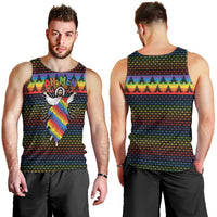Rainbow Jesus Ah Men Christmas Men Tank Top with Colorful Stripes and Holiday Pattern - Wonder Print Shop