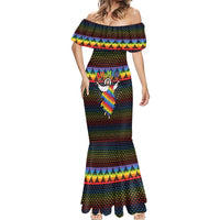 Rainbow Jesus Ah Men Christmas Mermaid Dress with Colorful Stripes and Holiday Pattern - Wonder Print Shop