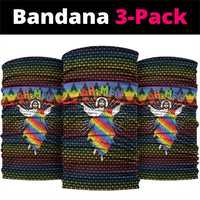 Rainbow Jesus Ah Men Christmas Neck Gaiter with Colorful Stripes and Holiday Pattern - Wonder Print Shop