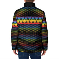 Rainbow Jesus Ah Men Christmas Padded Jacket with Colorful Stripes and Holiday Pattern - Wonder Print Shop