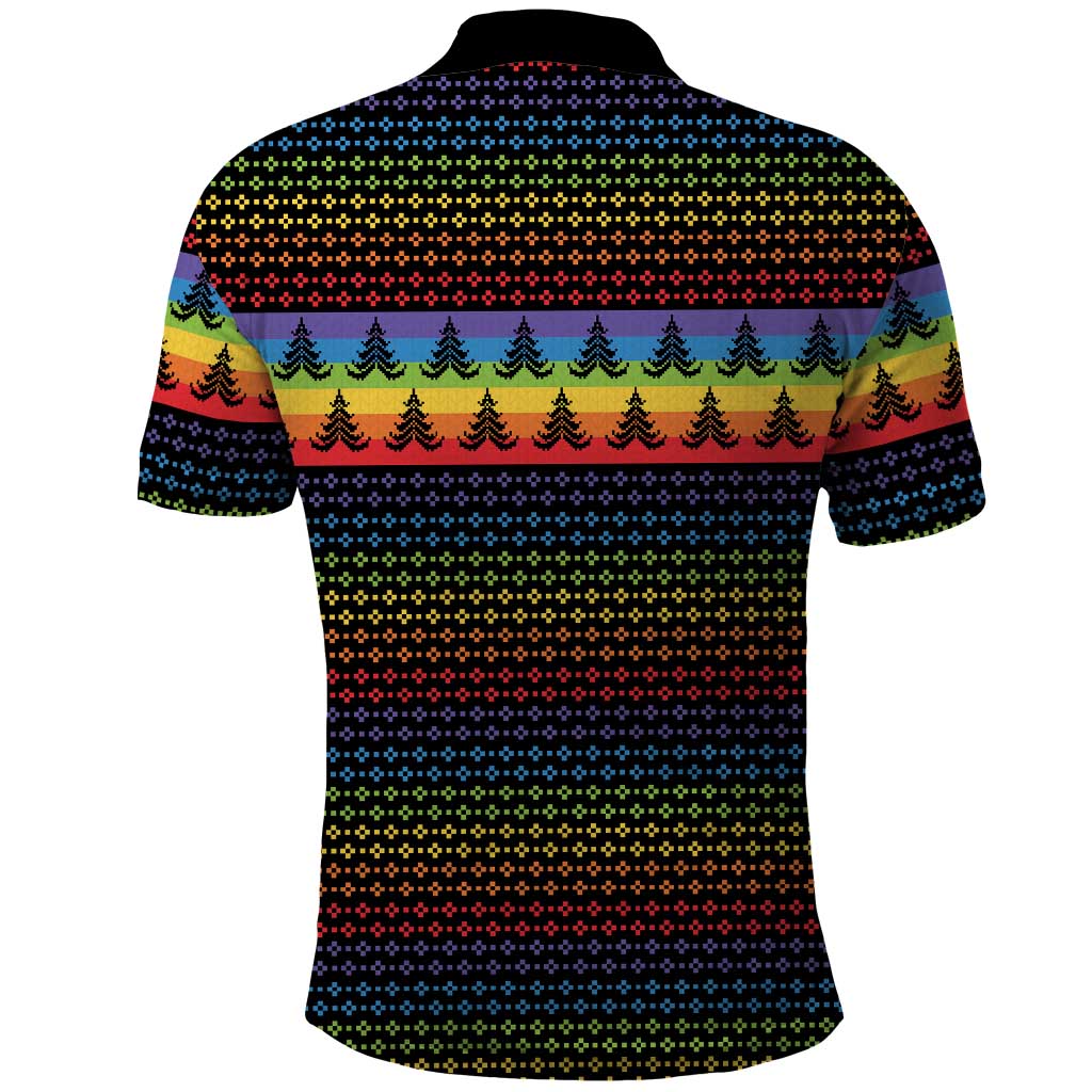 Rainbow Jesus Ah Men Christmas Polo Shirt with Colorful Stripes and Holiday Pattern - Wonder Print Shop