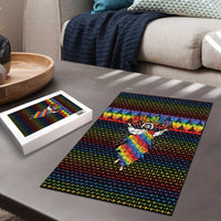 Rainbow Jesus Ah Men Christmas Puzzle with Colorful Stripes and Holiday Pattern - Wonder Print Shop