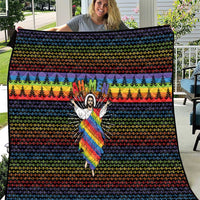 Rainbow Jesus Ah Men Christmas Quilt with Colorful Stripes and Holiday Pattern - Wonder Print Shop