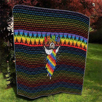 Rainbow Jesus Ah Men Christmas Quilt with Colorful Stripes and Holiday Pattern - Wonder Print Shop