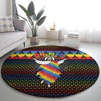 Rainbow Jesus Ah Men Christmas Round Carpet with Colorful Stripes and Holiday Pattern - Wonder Print Shop