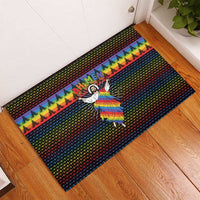Rainbow Jesus Ah Men Christmas Rubber Doormat with Colorful Stripes and Holiday Pattern - Wonder Print Shop