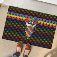 Rainbow Jesus Ah Men Christmas Rubber Doormat with Colorful Stripes and Holiday Pattern - Wonder Print Shop