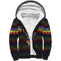 Rainbow Jesus Ah Men Christmas Sherpa Hoodie with Colorful Stripes and Holiday Pattern - Wonder Print Shop