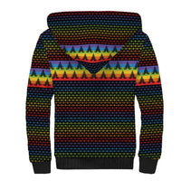 Rainbow Jesus Ah Men Christmas Sherpa Hoodie with Colorful Stripes and Holiday Pattern - Wonder Print Shop
