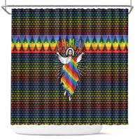 Rainbow Jesus Ah Men Christmas Shower Curtain with Colorful Stripes and Holiday Pattern - Wonder Print Shop
