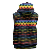 Rainbow Jesus Ah Men Christmas Sleeveless Hoodie with Colorful Stripes and Holiday Pattern - Wonder Print Shop