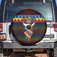 Rainbow Jesus Ah Men Christmas Spare Tire Cover with Colorful Stripes and Holiday Pattern - Wonder Print Shop