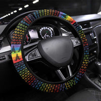 Rainbow Jesus Ah Men Christmas Steering Wheel Cover with Colorful Stripes and Holiday Pattern - Wonder Print Shop