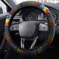 Rainbow Jesus Ah Men Christmas Steering Wheel Cover with Colorful Stripes and Holiday Pattern - Wonder Print Shop