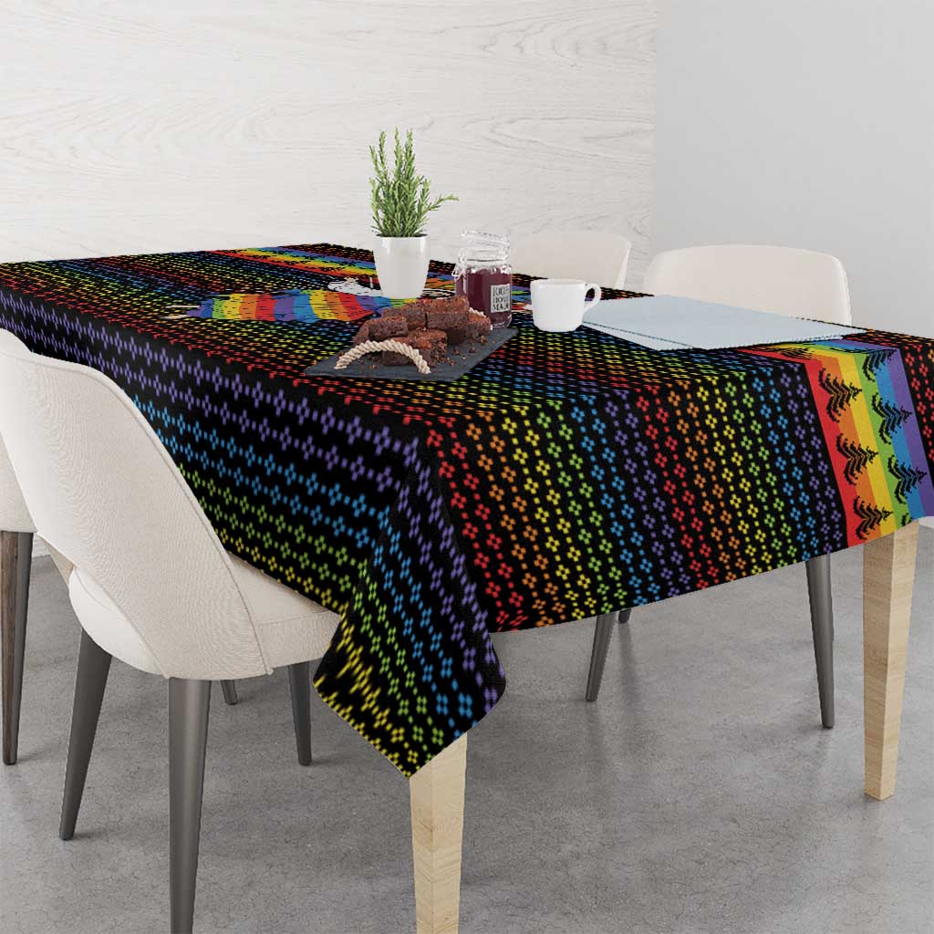 Rainbow Jesus Ah Men Christmas Tablecloth with Colorful Stripes and Holiday Pattern - Wonder Print Shop