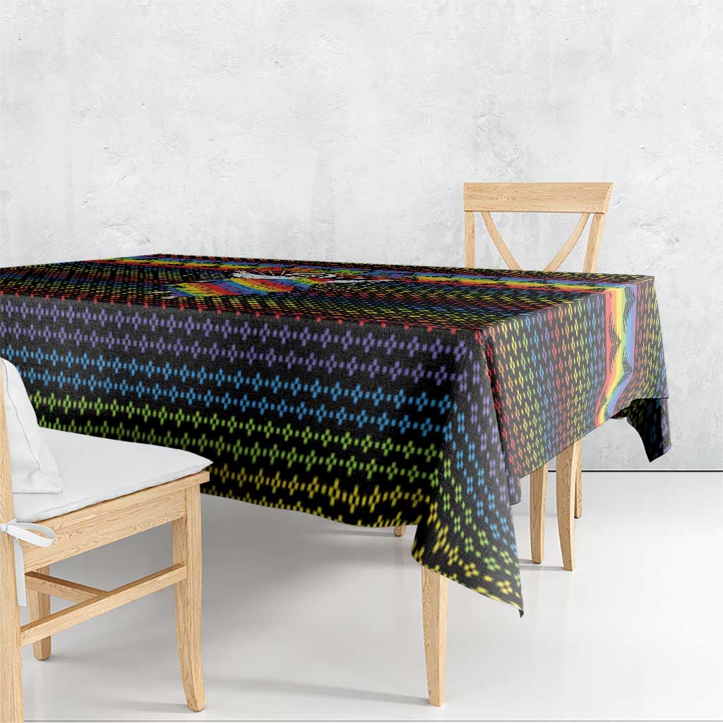 Rainbow Jesus Ah Men Christmas Tablecloth with Colorful Stripes and Holiday Pattern - Wonder Print Shop