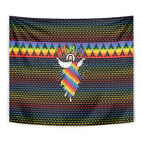 Rainbow Jesus Ah Men Christmas Tapestry with Colorful Stripes and Holiday Pattern - Wonder Print Shop