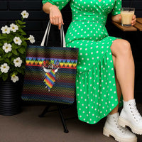 Rainbow Jesus Ah Men Christmas Tote Bag with Colorful Stripes and Holiday Pattern - Wonder Print Shop