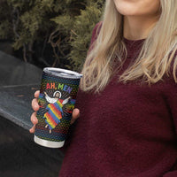 Rainbow Jesus Ah Men Christmas Tumbler Cup with Colorful Stripes and Holiday Pattern - Wonder Print Shop