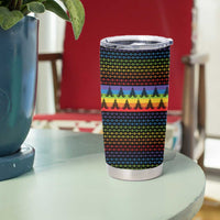 Rainbow Jesus Ah Men Christmas Tumbler Cup with Colorful Stripes and Holiday Pattern - Wonder Print Shop