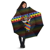 Rainbow Jesus Ah Men Christmas Umbrella with Colorful Stripes and Holiday Pattern - Wonder Print Shop