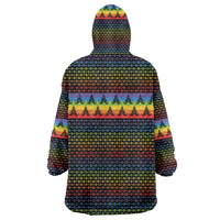 Rainbow Jesus Ah Men Christmas Wearable Blanket Hoodie with Colorful Stripes and Holiday Pattern - Wonder Print Shop