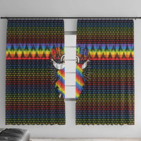 Rainbow Jesus Ah Men Christmas Window Curtain with Colorful Stripes and Holiday Pattern - Wonder Print Shop