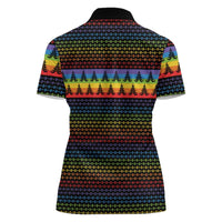 Rainbow Jesus Ah Men Christmas Women Polo Shirt with Colorful Stripes and Holiday Pattern - Wonder Print Shop