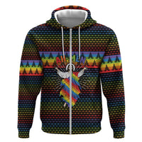 Rainbow Jesus Ah Men Christmas Zip Hoodie with Colorful Stripes and Holiday Pattern - Wonder Print Shop