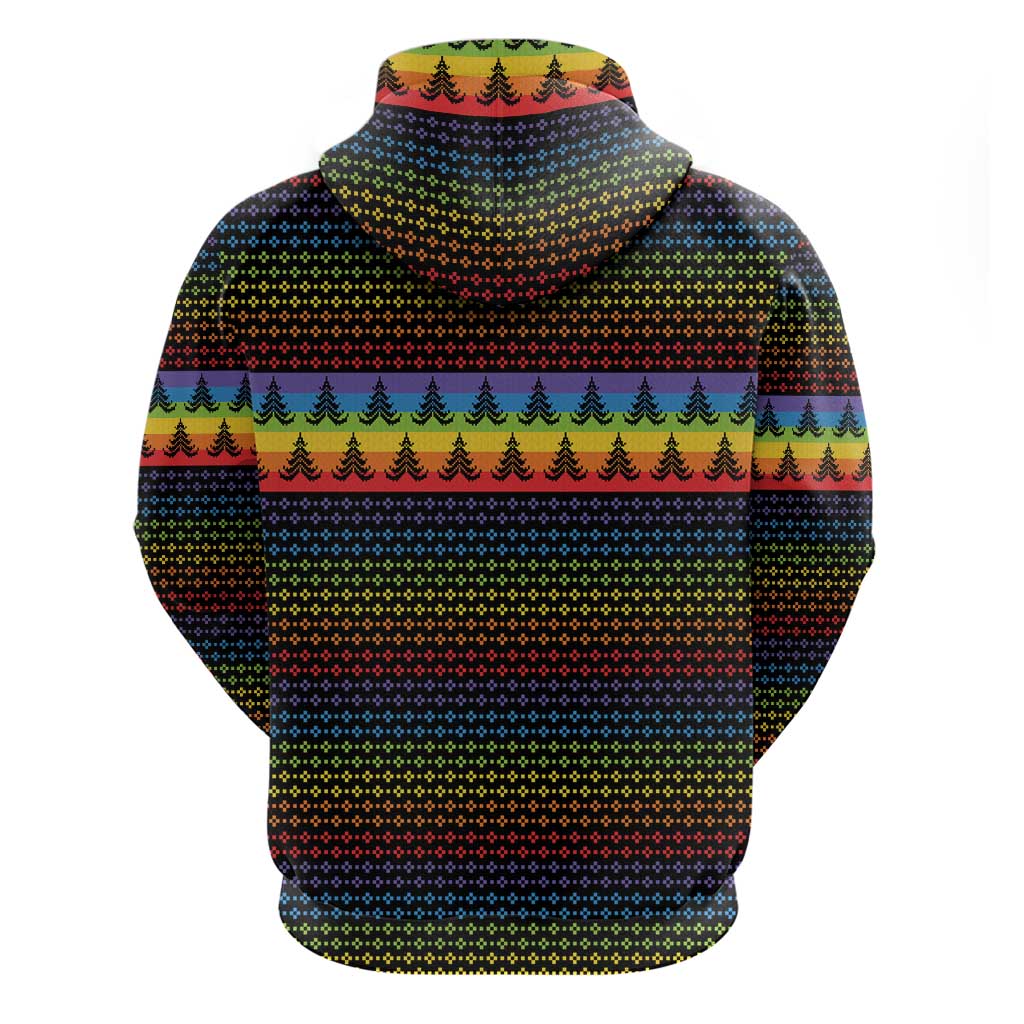 Rainbow Jesus Ah Men Christmas Zip Hoodie with Colorful Stripes and Holiday Pattern - Wonder Print Shop