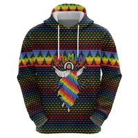 Rainbow Jesus Ah Men Christmas Zip Hoodie with Colorful Stripes and Holiday Pattern - Wonder Print Shop