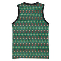 Sacred Heart Jesus Christmas Basketball Jersey with Festive Green Knit Pattern - Wonder Print Shop