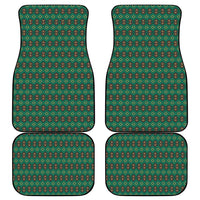 Sacred Heart Jesus Christmas Car Mats with Festive Green Knit Pattern - Wonder Print Shop