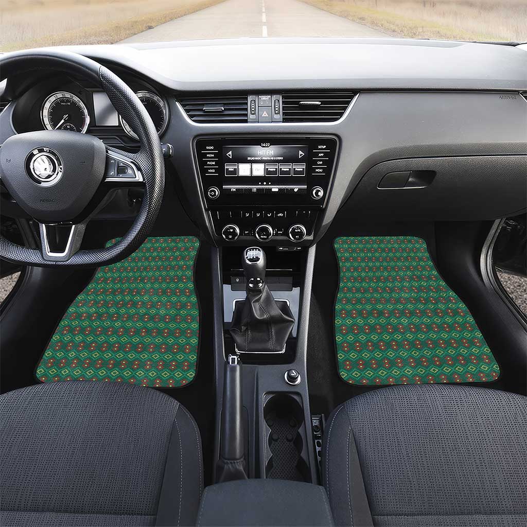 Sacred Heart Jesus Christmas Car Mats with Festive Green Knit Pattern - Wonder Print Shop