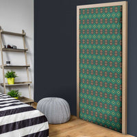 Sacred Heart Jesus Christmas Door Cover with Festive Green Knit Pattern - Wonder Print Shop