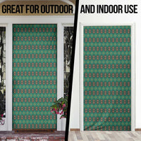 Sacred Heart Jesus Christmas Door Cover with Festive Green Knit Pattern - Wonder Print Shop